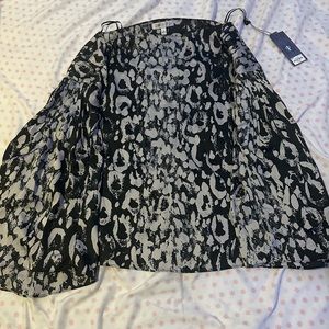 Boat neck satin silk top with flare sleeves